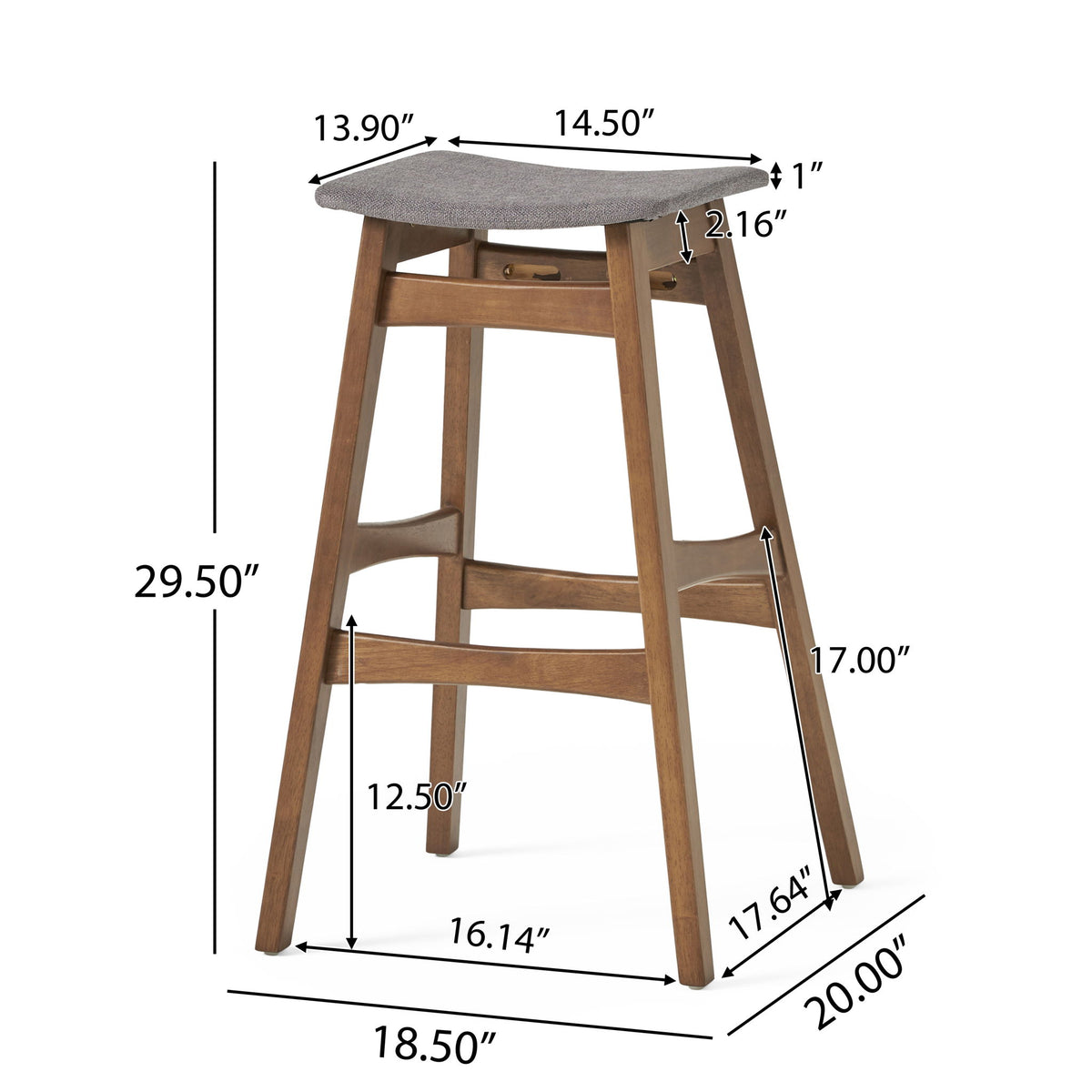 Mid Century Modern Bar Stool Set With Upholstered Seating