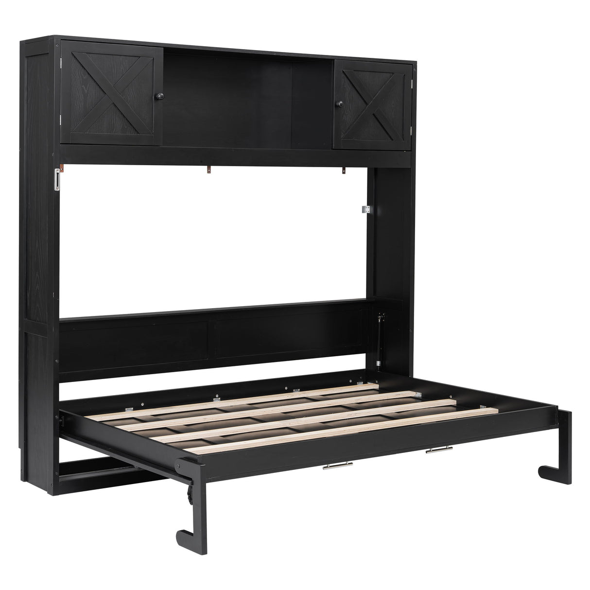 Rustic Casual Murphy Bed With Storage Cabinets