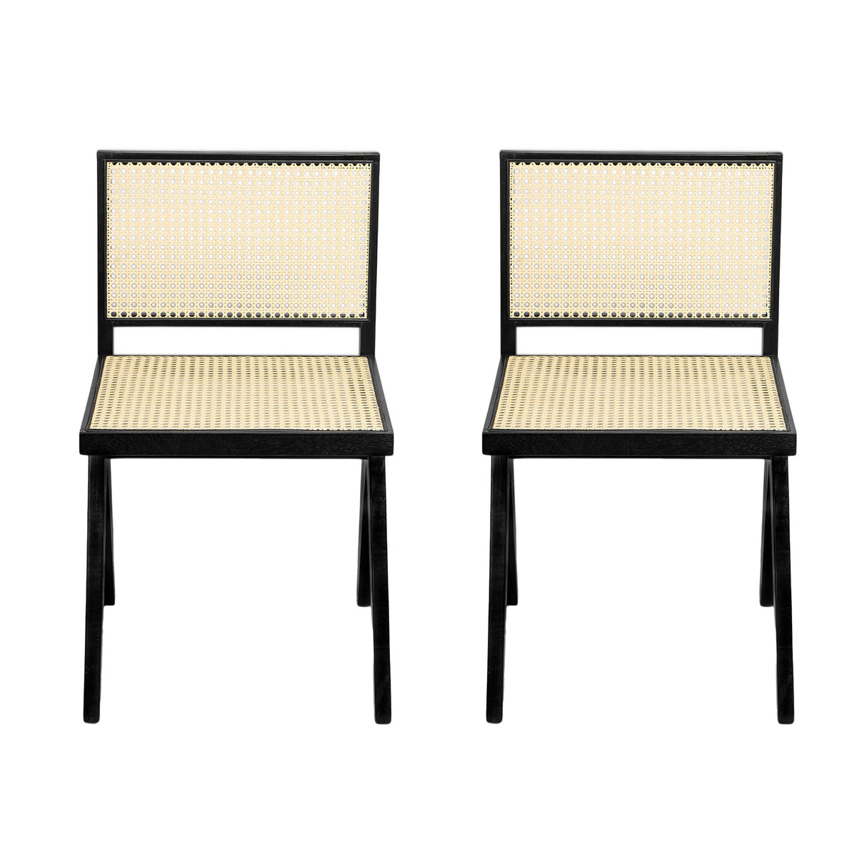 Chandigarh Dining Room Chairs With Natural Rattan (Set of 2)
