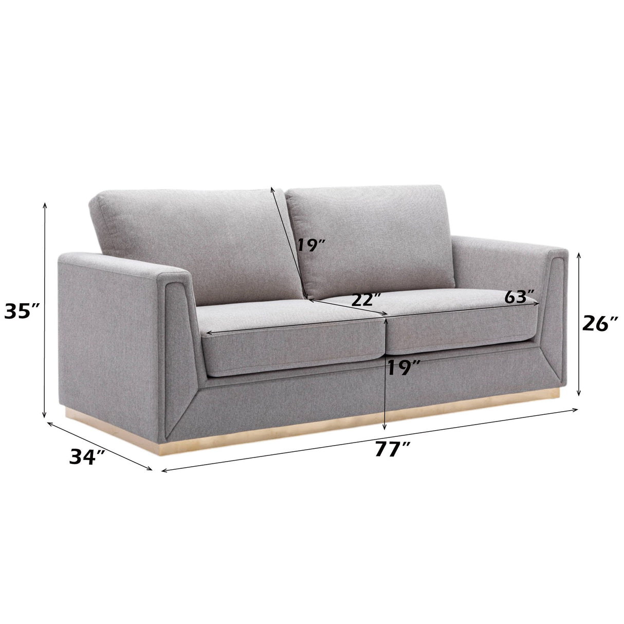 Valin - 3 Piece Living Room Set Meeting Room And Small Apartment Sofa Loveseat Chair - Gray