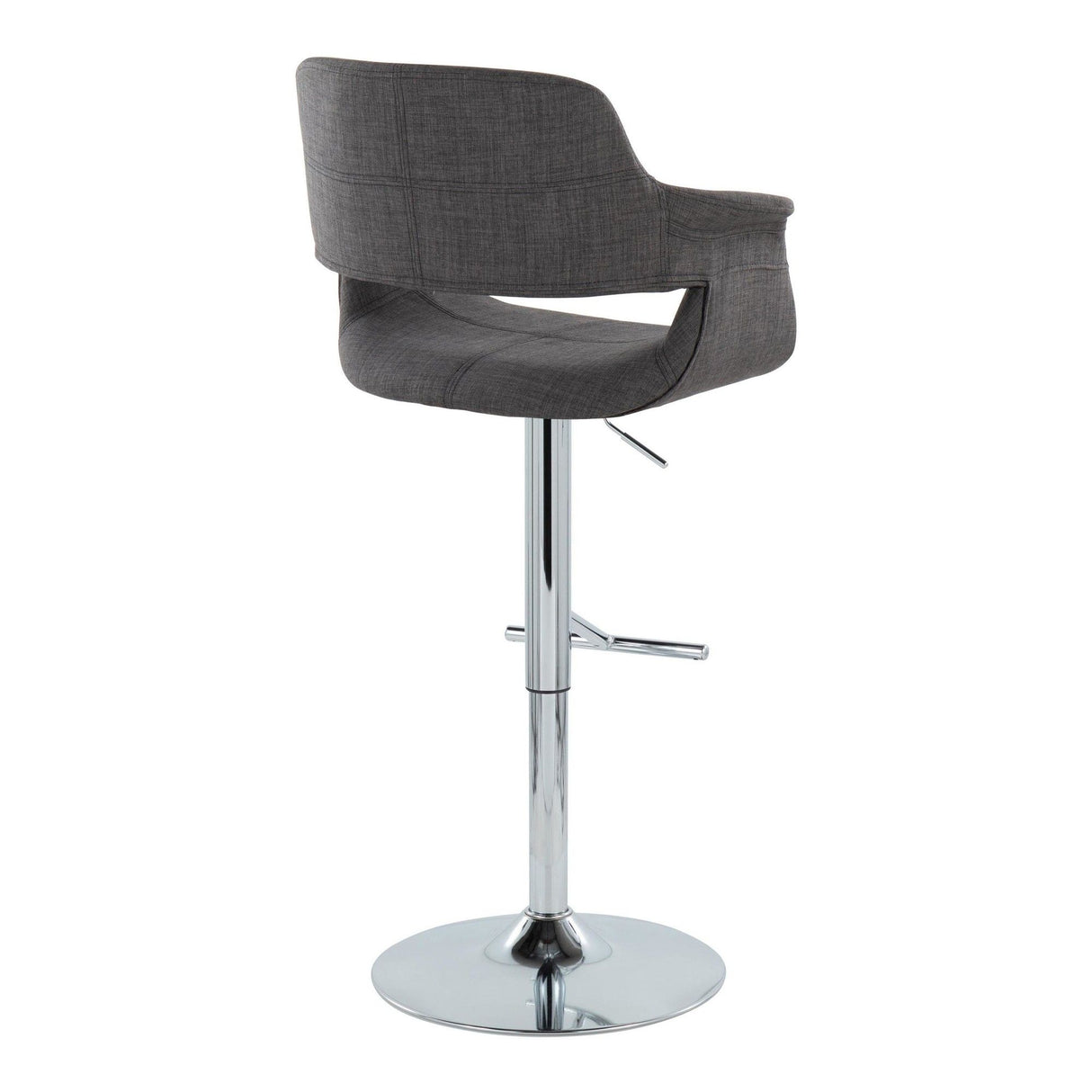 Vintage Flair - Adjustable Swivel Barstool (Set of 2) - Charcoal Fabric Seat