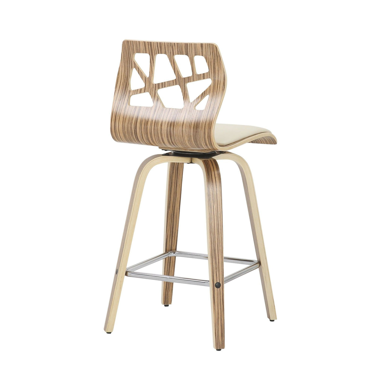 Folia - Counter Stool (Set of 2) - Zebra Wood And Cream Faux Leather