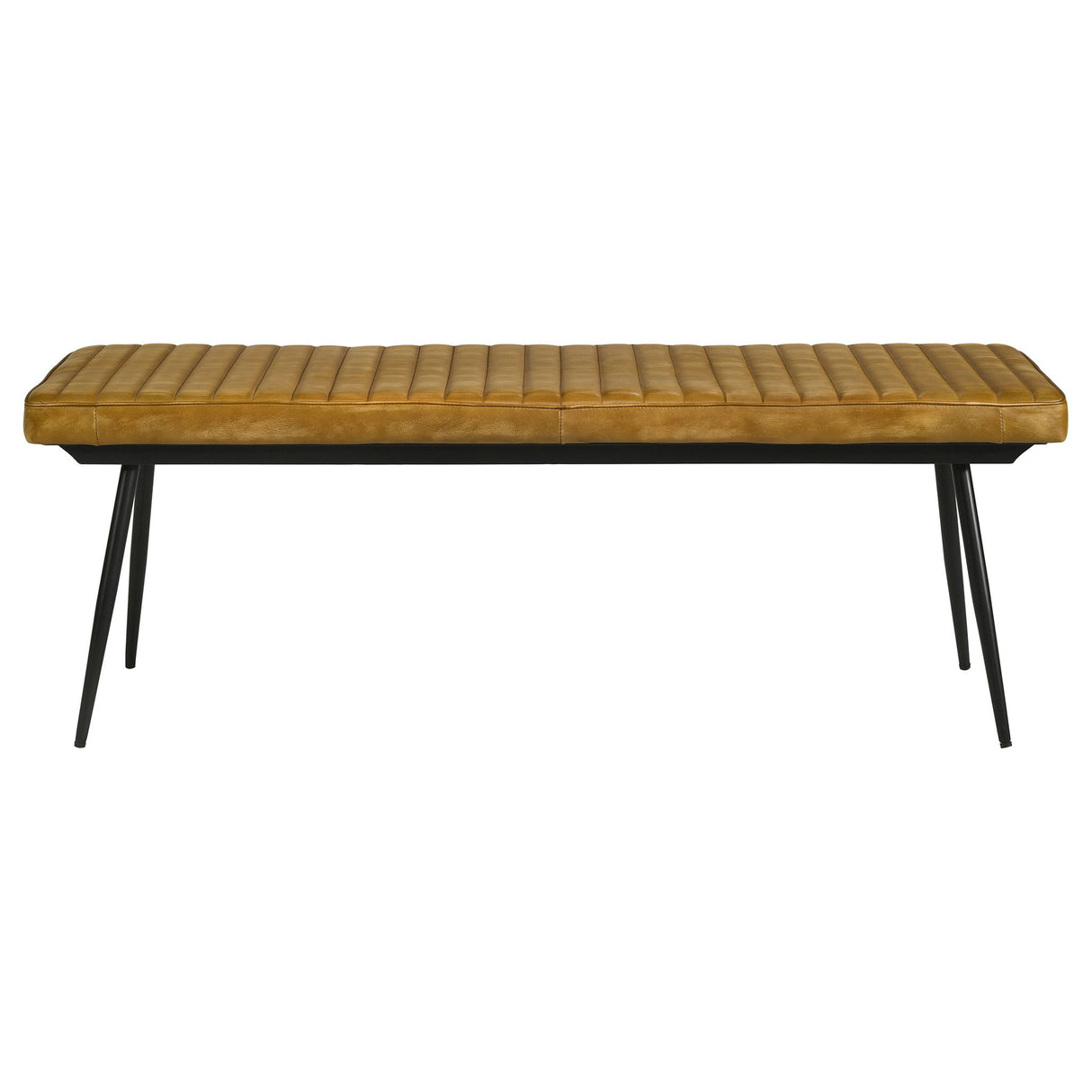 Tufted Cushion Side Bench With Tapered Legs - Brown