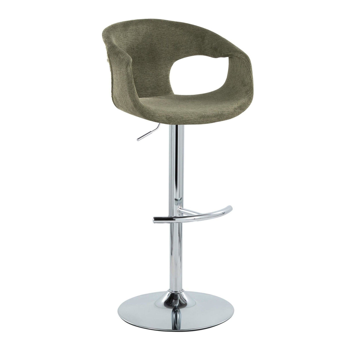 Curvo - Adjustable Barstool With Rounded T Footrest (Set of 2) - Chrome Metal