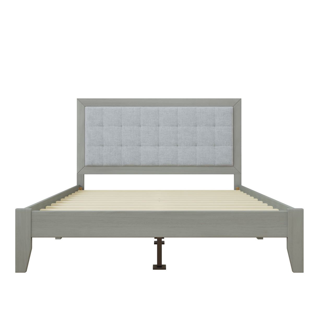 Mid Century Modern Platform Bed With Upholstered Headboard