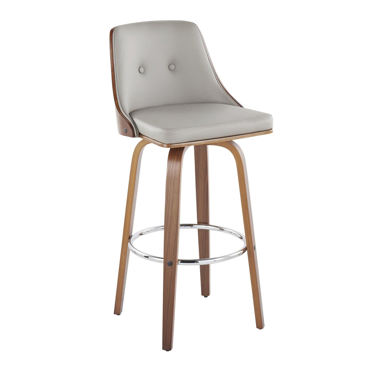 Gianna - 30" Fixed-Height Barstool (Set of 2) - Walnut Wood With Round Footrest