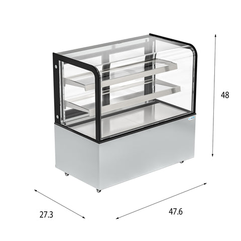 47 in. Dry Bakery Display Case with Front Curved Glass Protection, 14 cu ft. BDC-13C.