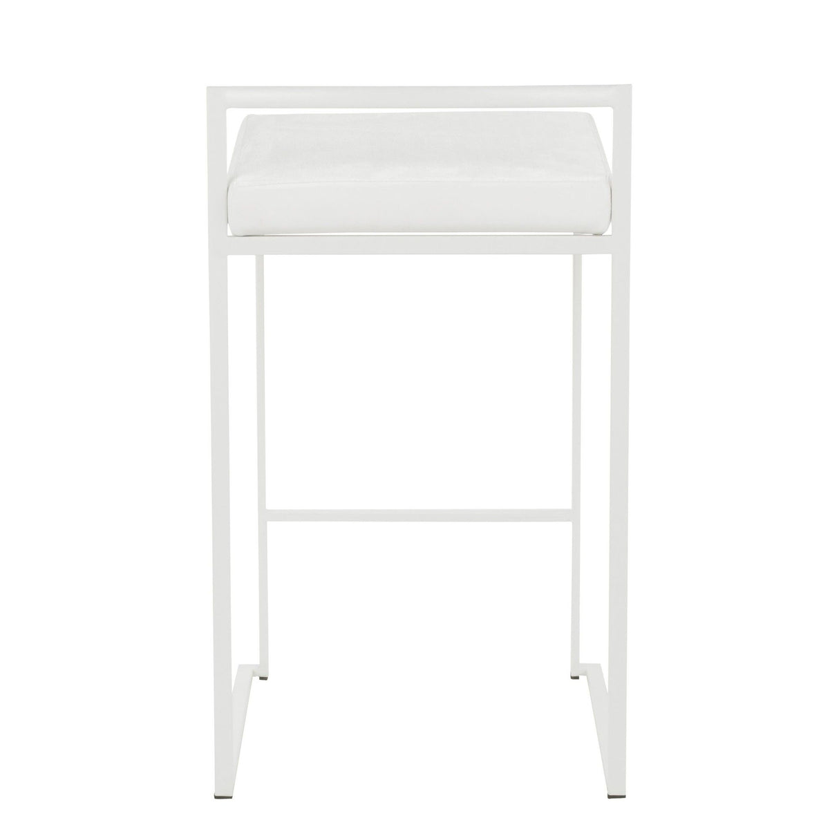Fuji - 26" Stackable Counter Stool (Set of 3) - White Metal With White Velvet Cushion