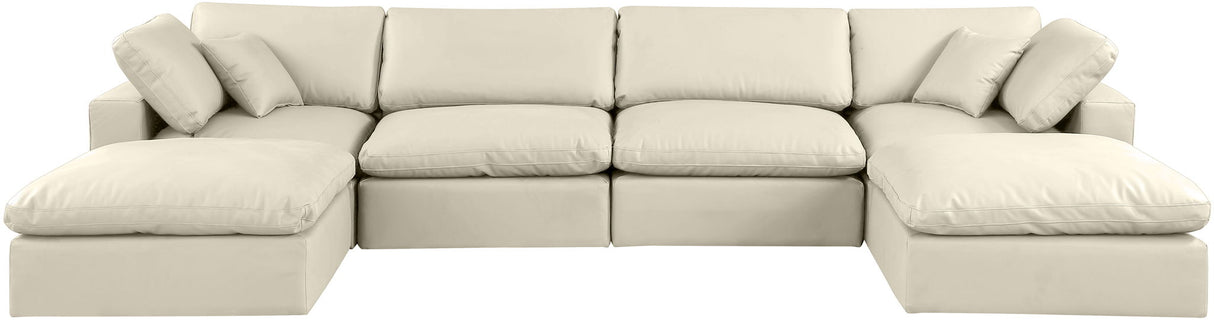 Comfy - 6 Piece Faux Leather Modular Double Chaise Sectional