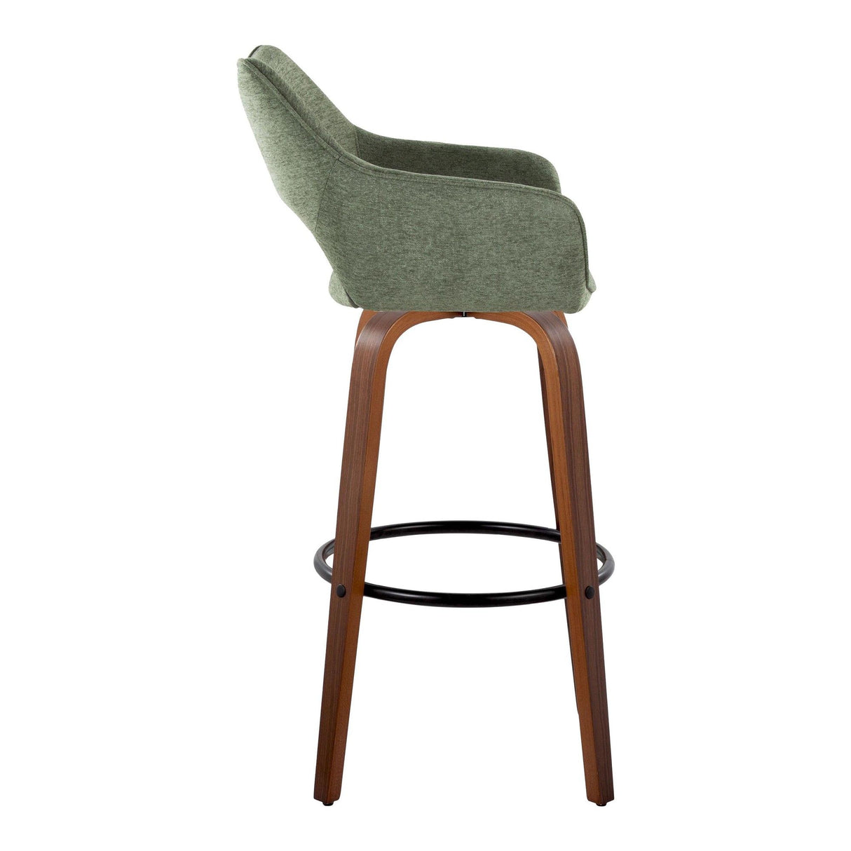 Mustang - 30" Fixed-Height Barstool With Swivel - Walnut Wood (Set of 2)