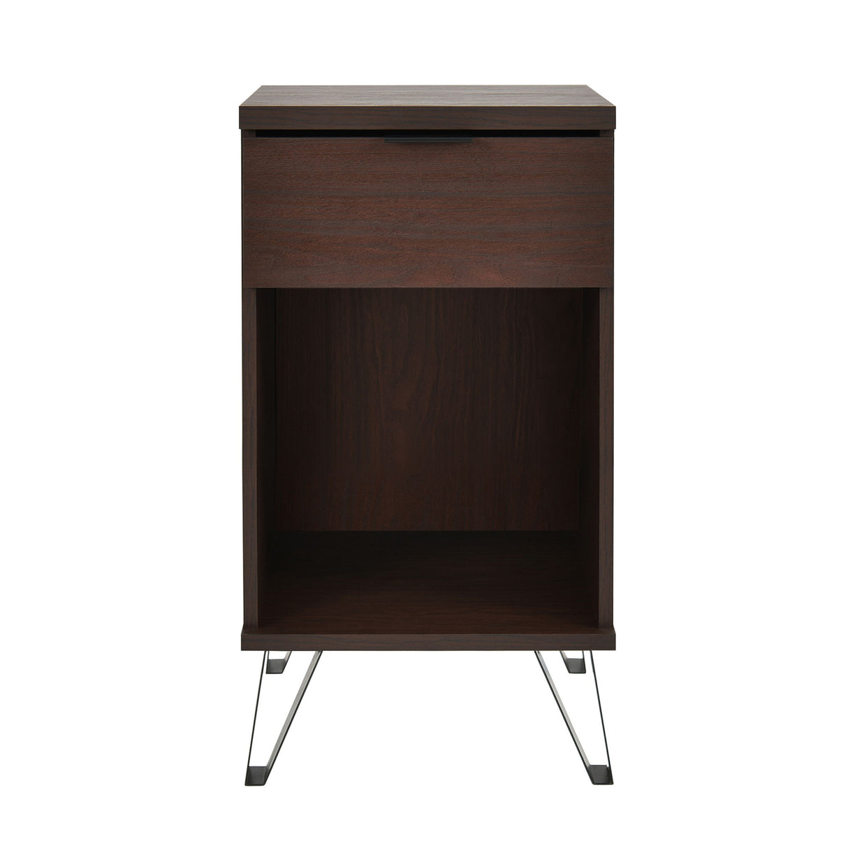 Modern Industrial Tall End Table With Drawer And Shelf - Walnut