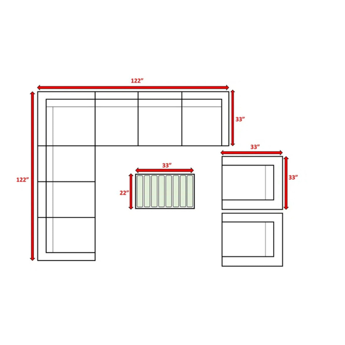 Modern 8 Person Outdoor Seating Group With Cushions - Gray / Gray Mix