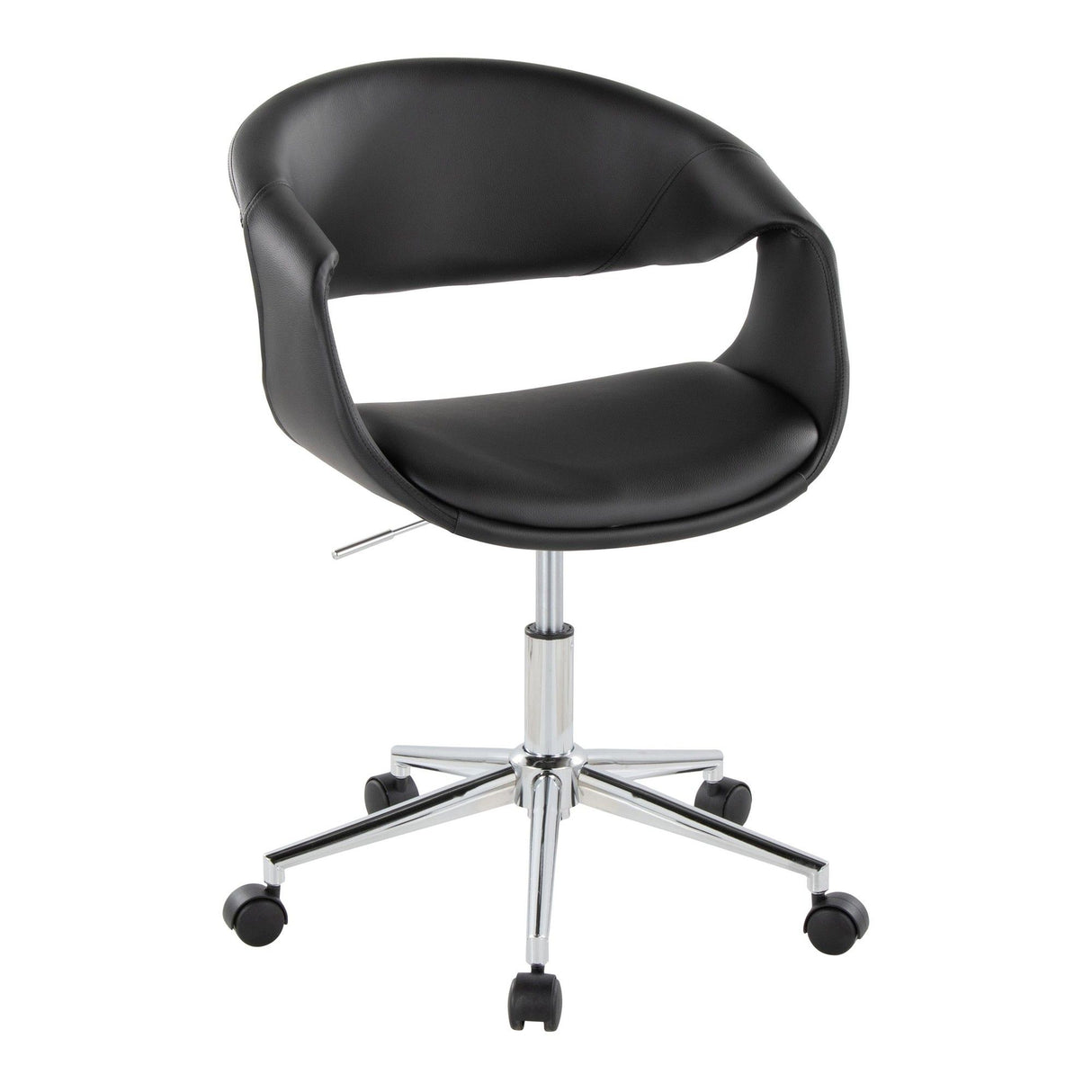 Curvo - Upholstered 5-Star Task Chair - Chrome Metal Base