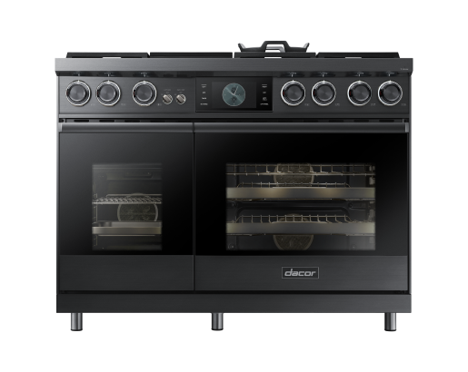 Dacor DOP48C96DLM 48 Inch Dual-Fuel Steam Range Graphite Stainless Steel front view