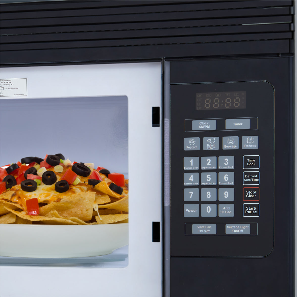 Element EM1601RQCB Over-the-Range Microwave - control panel