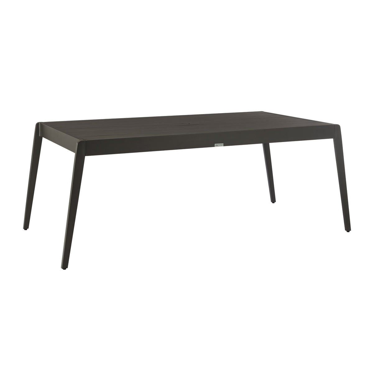 Avila - Outdoor 79" Rectangular Slatted Aluminum Top Dining Table With Umbrella Hole - Dark Bronze