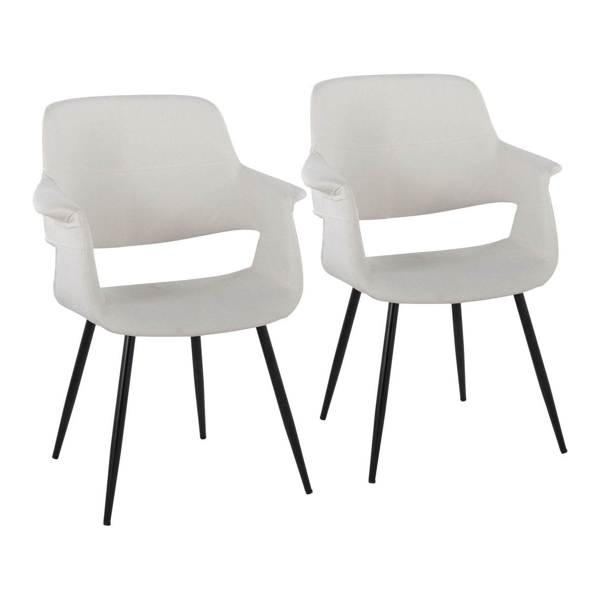 Vintage Flair - Glam/Art Deco Chair (Set of 2) - Black Metal And Cream Velvet