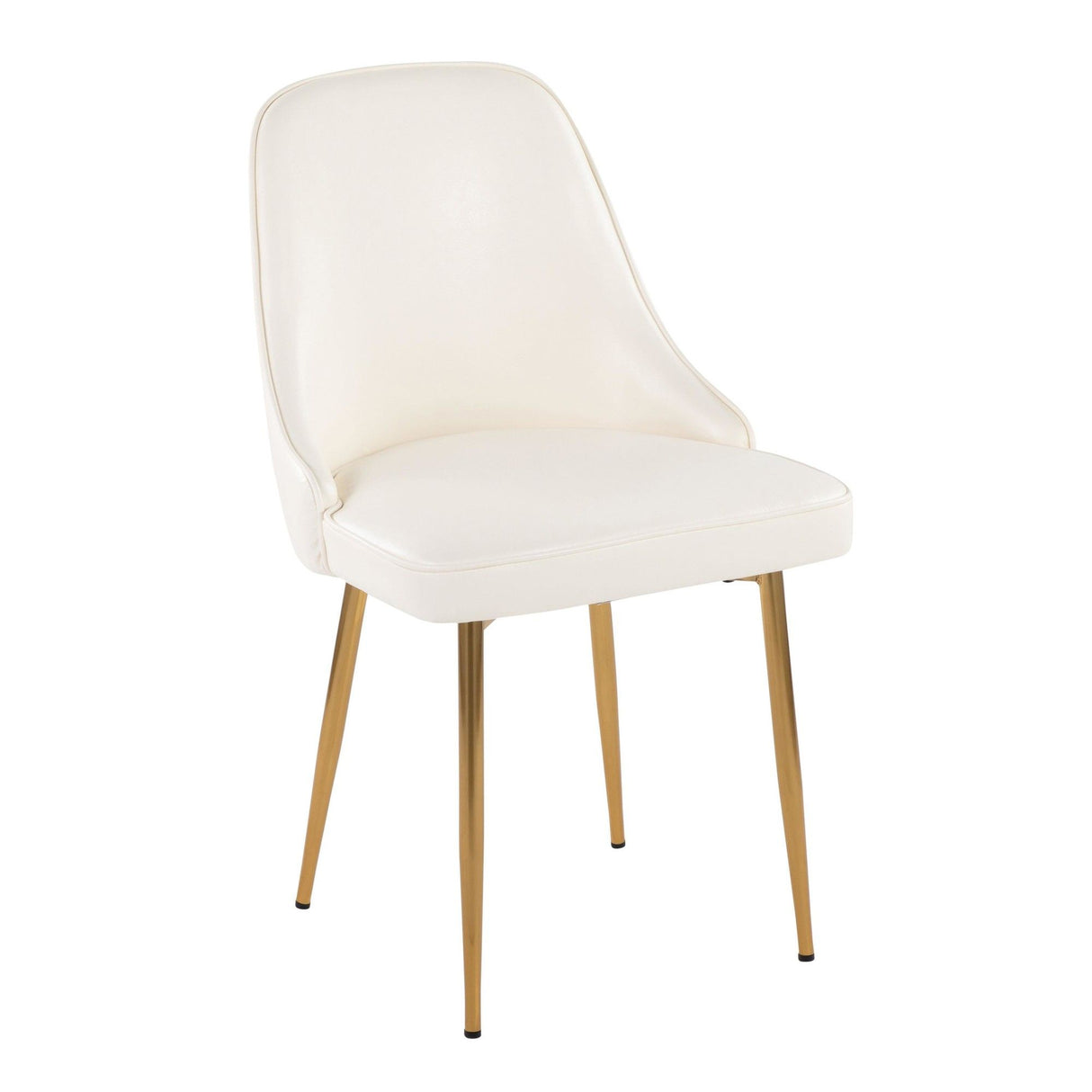 Marcel - Glam Dining Chair (Set of 2) - Gold Frame And White Faux Leather