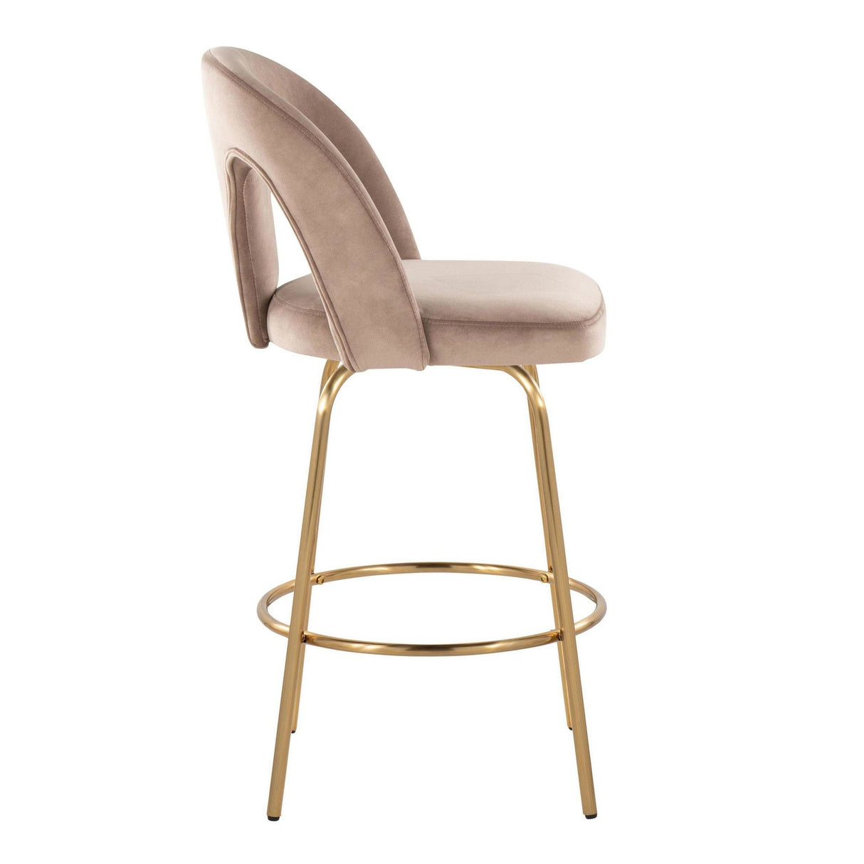 Ava - Upholstered Fixed-Height Barstool (Set of 2) - Gold Base