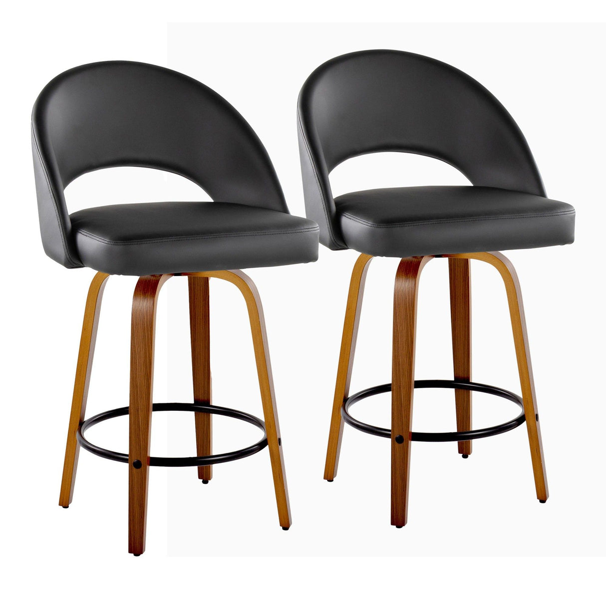 Renee - Upholstered Fixed-Height Barstool (Set of 2) - Walnut Wood Base