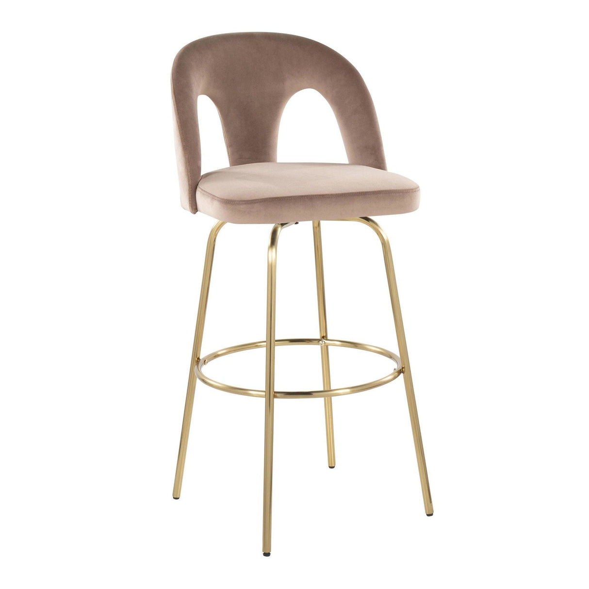 Ava - Upholstered Fixed-Height Barstool (Set of 2) - Gold Base