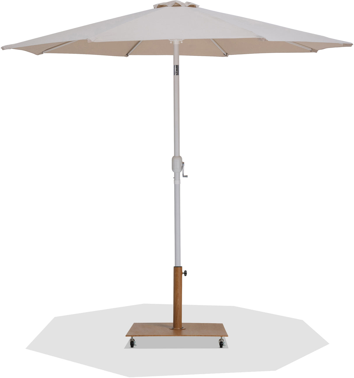Fiji - Aluminum Patio Umbrella With Square Teak And White Base
