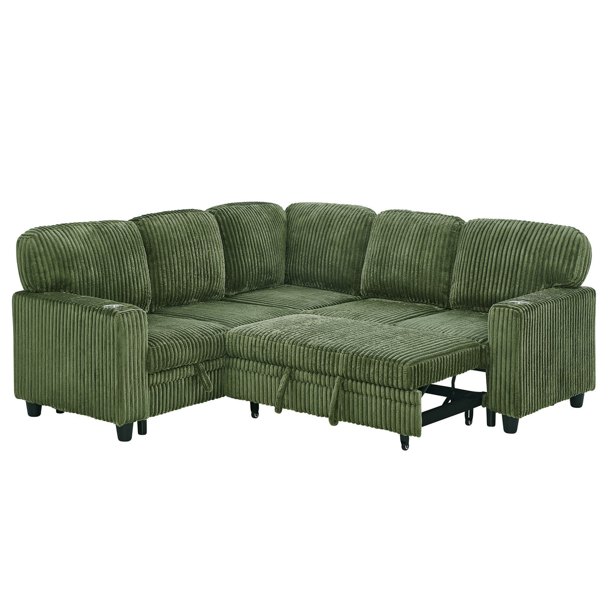 L-Shaped Sofa With Pull Out Sofa Bed With USB
