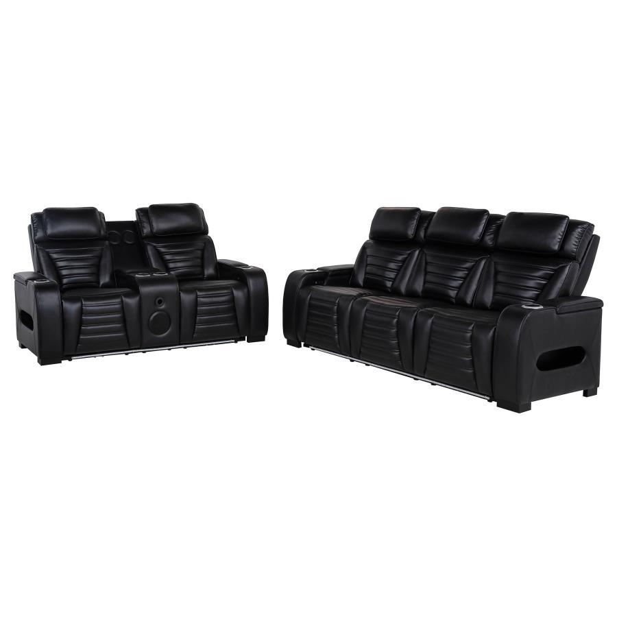 Zuma - Faux Leather Dual Power LED Sofa Set