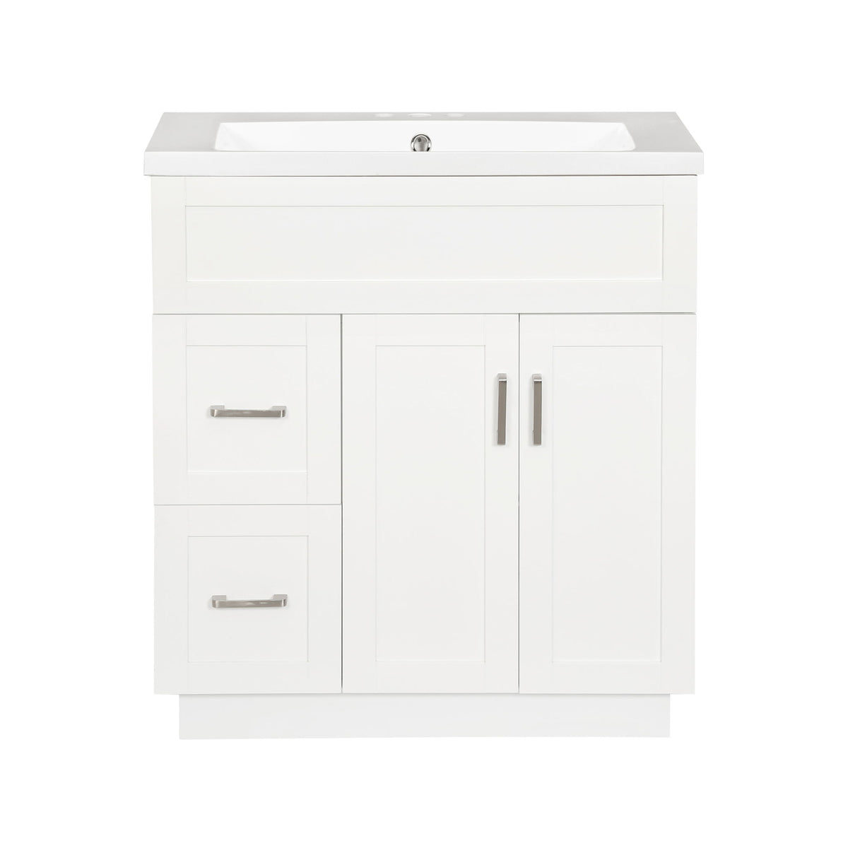 Bathroom Vanity With 2 Doors, 2 Drawers, Adjustable Shelf, Hidden Slides & Soft Close Hinges