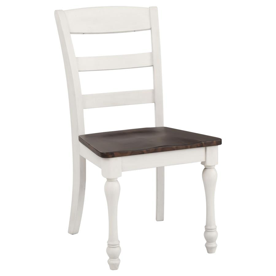 Madelyn Ladder Back Side Chairs Dark Cocoa and Coastal White (set of 2) - (110382)