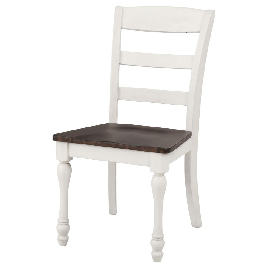 Madelyn Ladder Back Side Chairs Dark Cocoa and Coastal White (set of 2) - (110382)