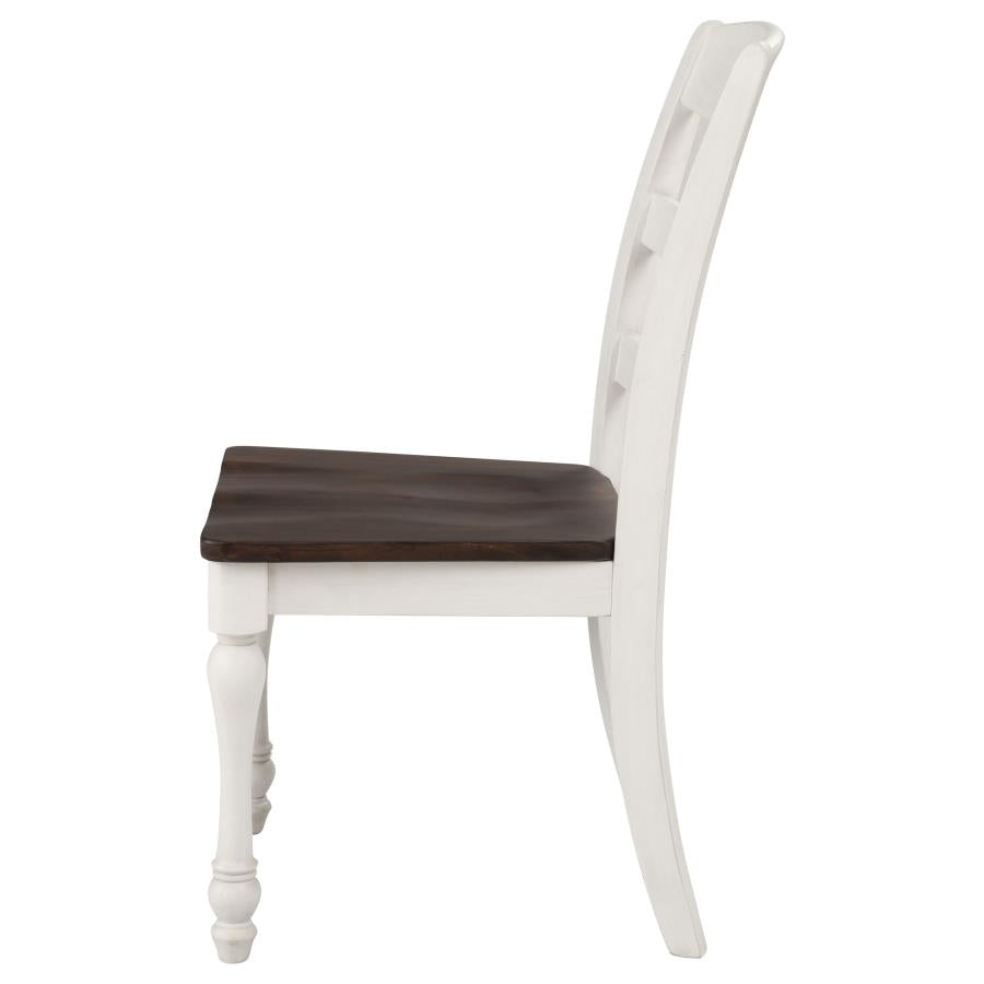 Madelyn Ladder Back Side Chairs Dark Cocoa and Coastal White (set of 2) - (110382)