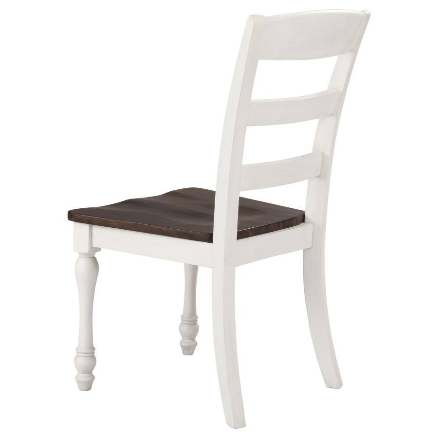 Madelyn Ladder Back Side Chairs Dark Cocoa and Coastal White (set of 2) - (110382)
