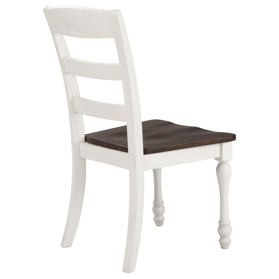 Madelyn Ladder Back Side Chairs Dark Cocoa and Coastal White (set of 2) - (110382)