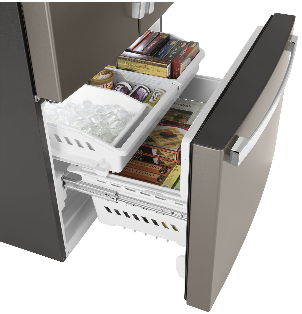 GE GNE27JMMES - 36 in. 27 cu. ft. French Door Refrigerator with Internal Water Dispenser - Fingerprint Resistant Slate