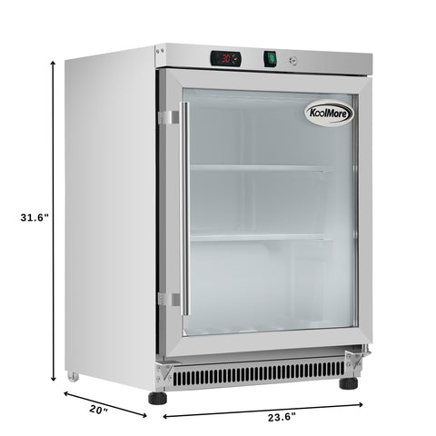 24 in. Commercial Countertop Display Freezer in White with Stainless Steel and Glass Door, 4.6 Cu. ft. (KM-MDF46GD)