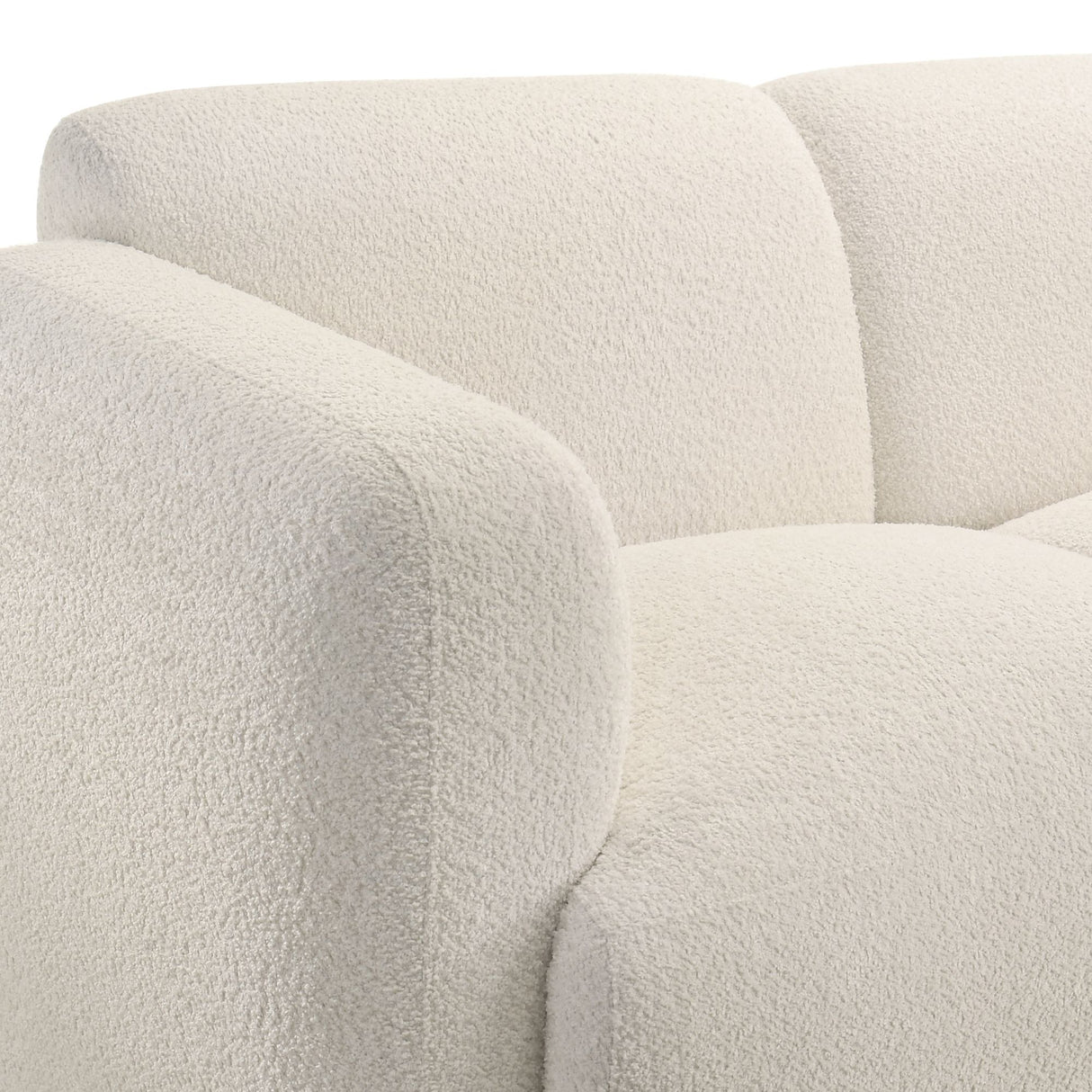 Sierra - Boucle Fabric Sofa With Rounded Arms - Ivory