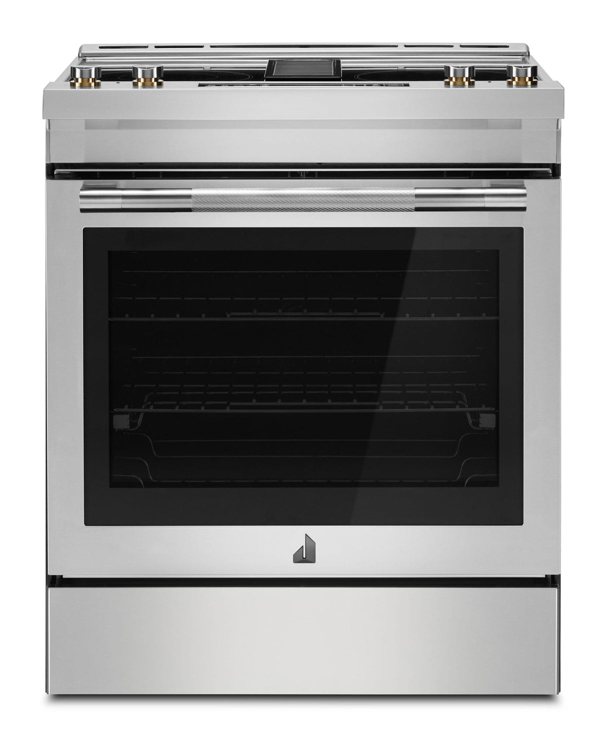 JennAir JES1750ML 30 inch RISE electric downdraft slide-in range stainless steel front view
