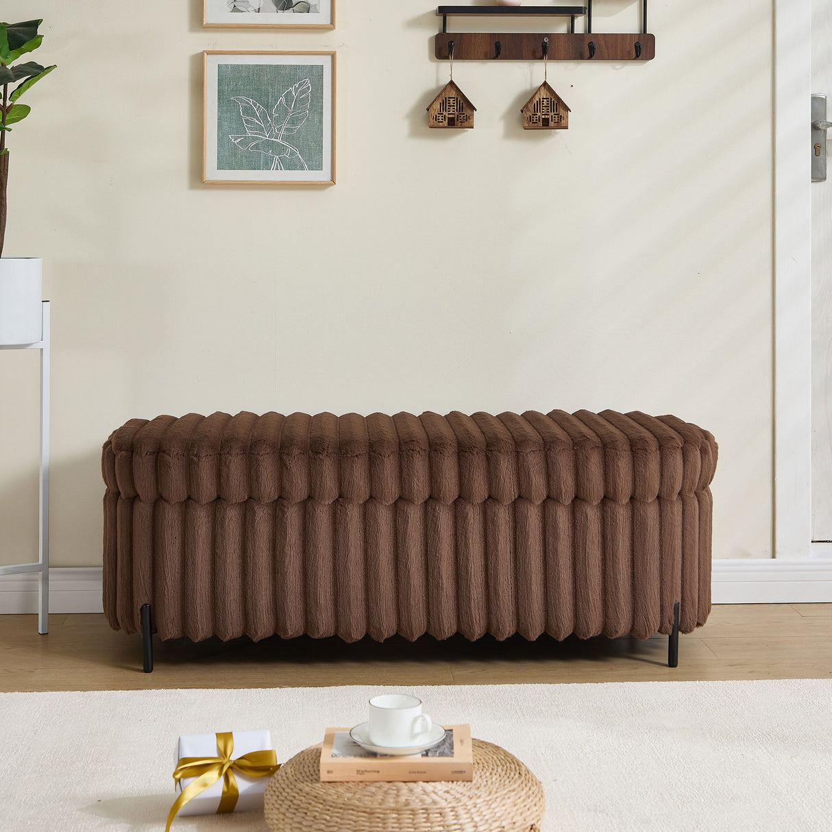 Flip Top Storage Bench With Metal Legs