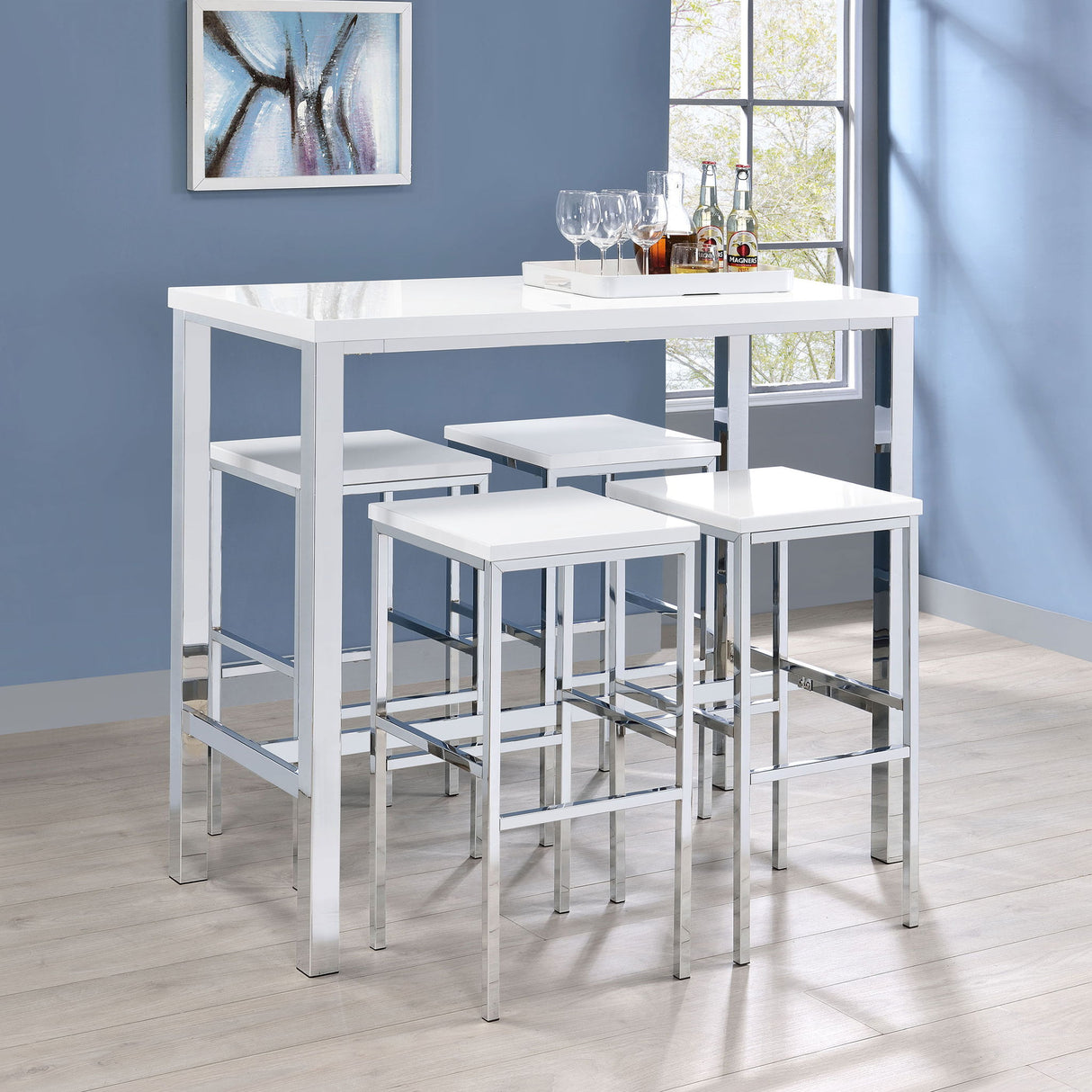 Nimitz - 5 Piece Bar Set - Gloss White