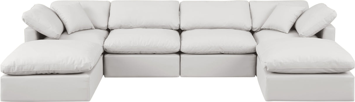 Indulge - Faux Leather 6 Piece Modular Double Chaise Sectional