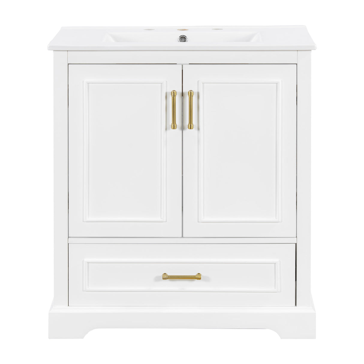 Bathroom Vanity With Sink, 1 Divided Drawer And 2 Soft Close Doors With Double Shelf