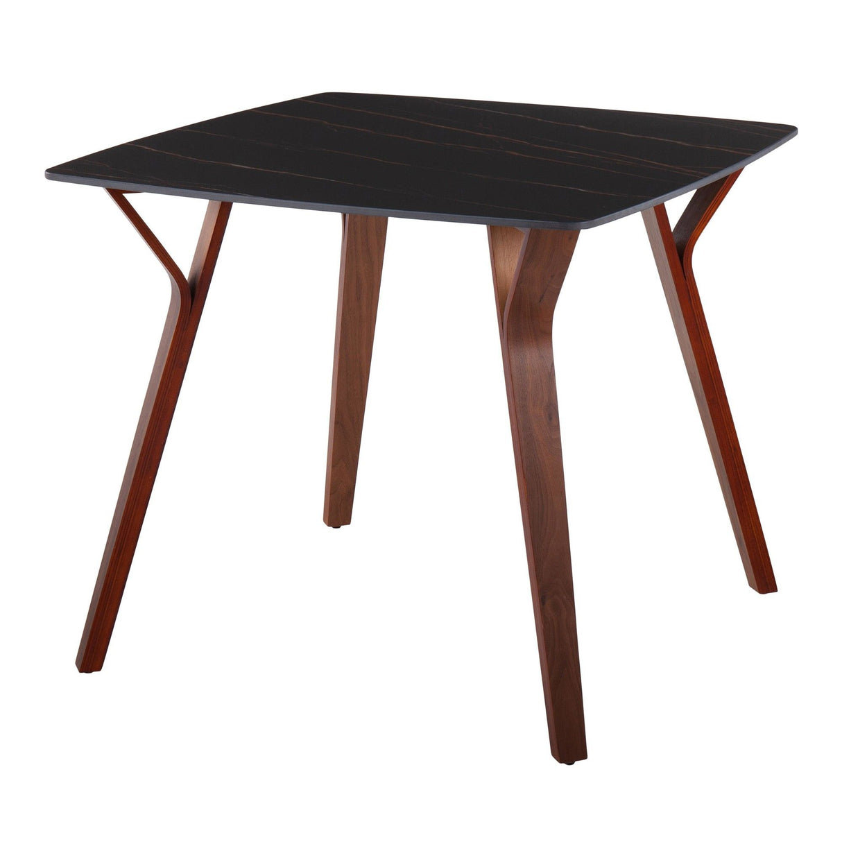 Folia - Dinette Table - Walnut Wood And Black Textured Marble