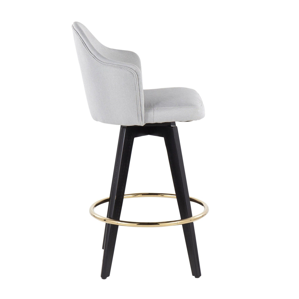 Ahoy - Counter Stool - Wood Legs And Round Metal Footrest Fabric Seat (Set of 2)