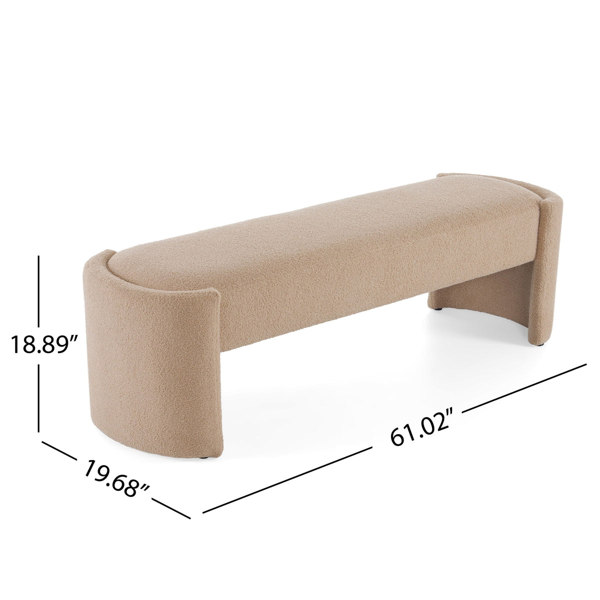 Simple Long Ottoman Bench - Light Camel