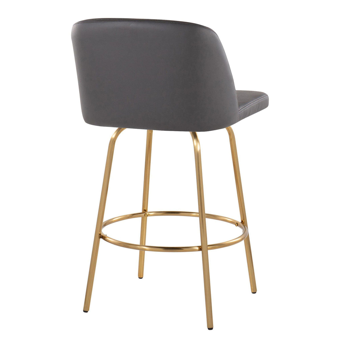 Toriano - Contemporary, Fixed Height Counter Stool With Swivel With Round Footrest (Set of 2)