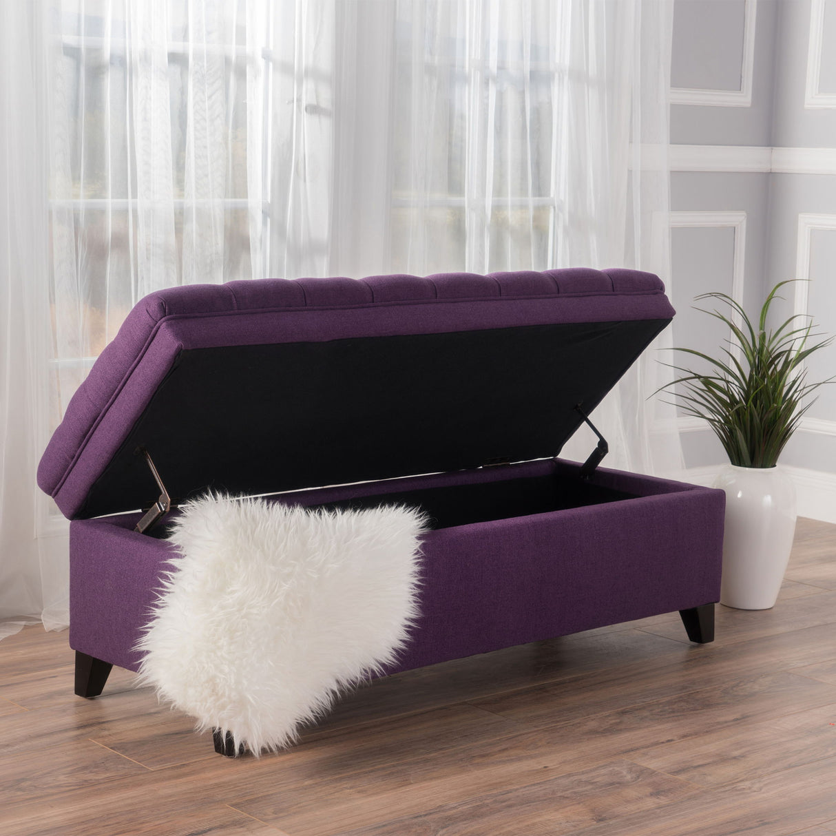 Juliana - Storage Ottoman With Birch Legs
