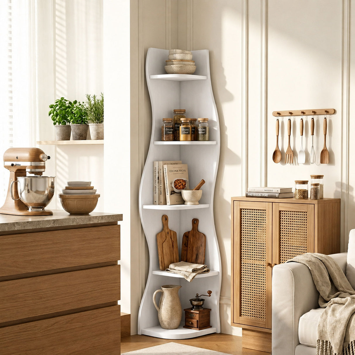 5 Tier S - Shaped Corner Shelf For Living Room