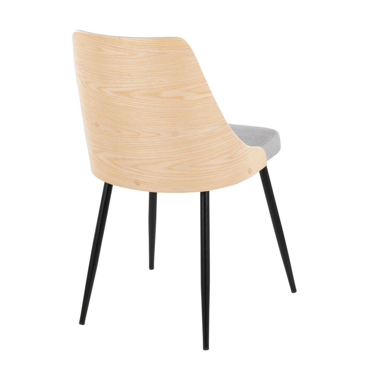 Anabelle - Dining / Accent Chair (Set of 2) - Black Metal, Natural Wood, And Gray Fabric