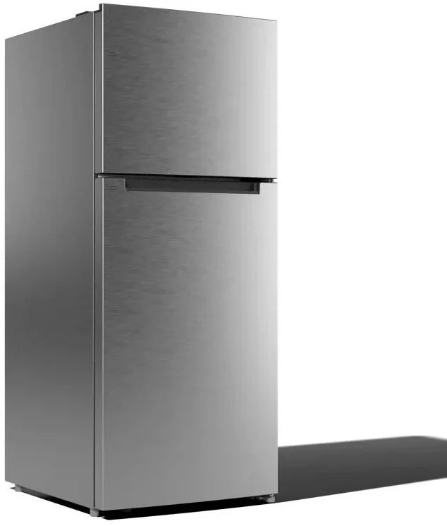 Element ENR18TFGCS top freezer refrigerator, angled view